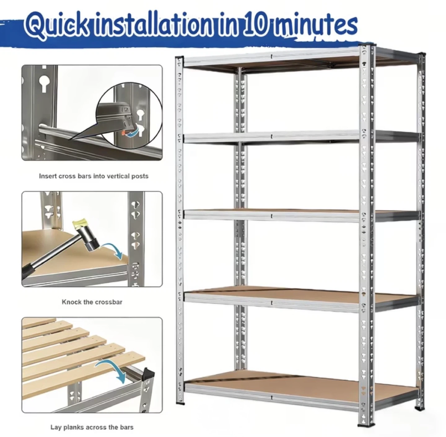 Brand NEW 5-Tier Metal Shelving Unit (Silver or Black color) - photo 5
