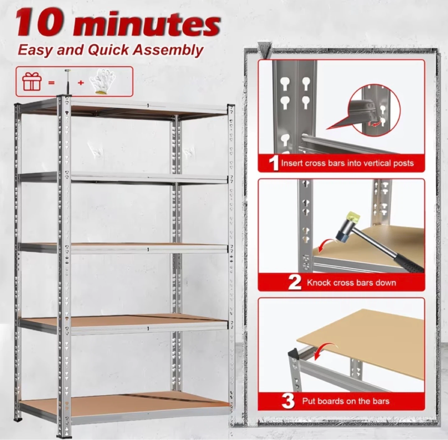Brand NEW 5-Tier Metal Shelving Unit (Silver or Black color) - photo 4