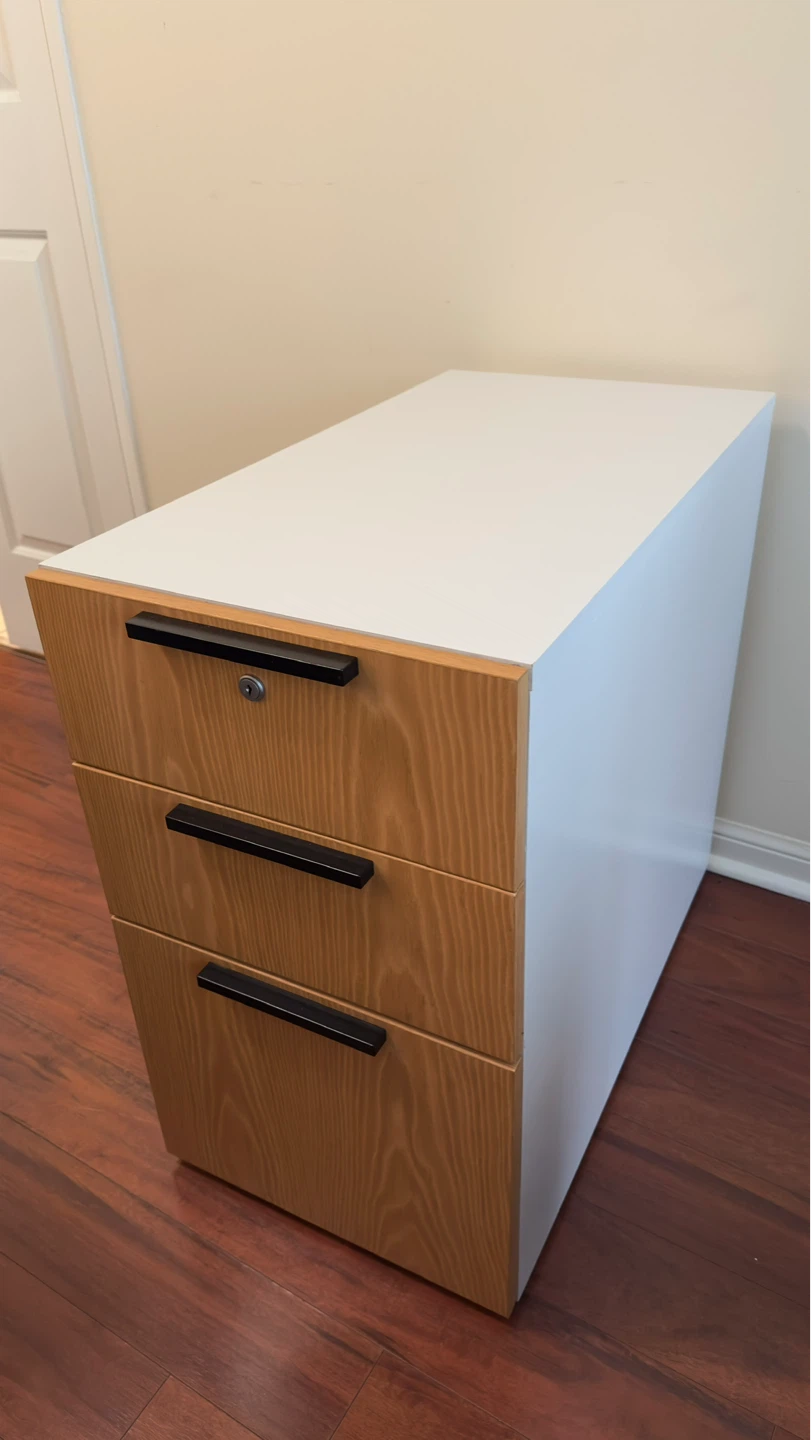 Teknion 3-Drawer Rolling File Cabinet - Wood Finish - photo 2