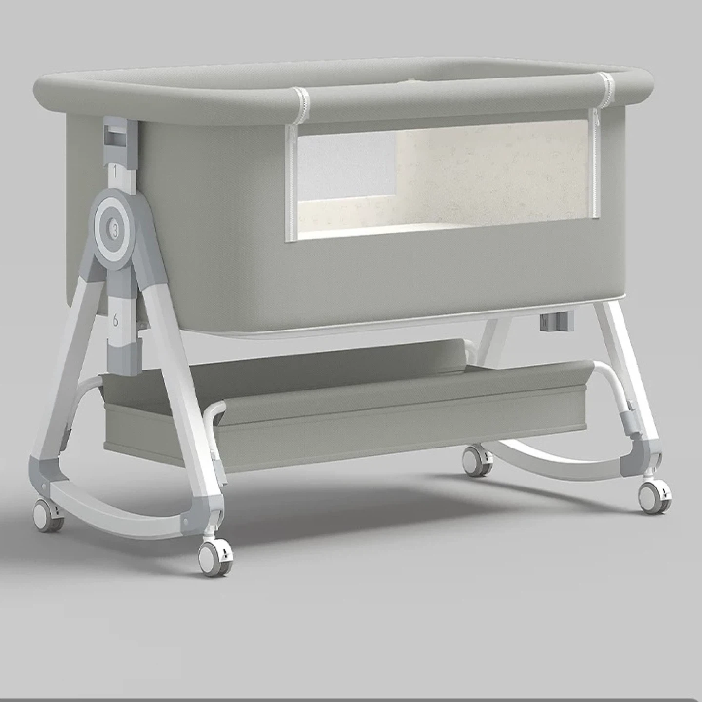 Near New Grey Baby Bassinet with Wheels - photo 2