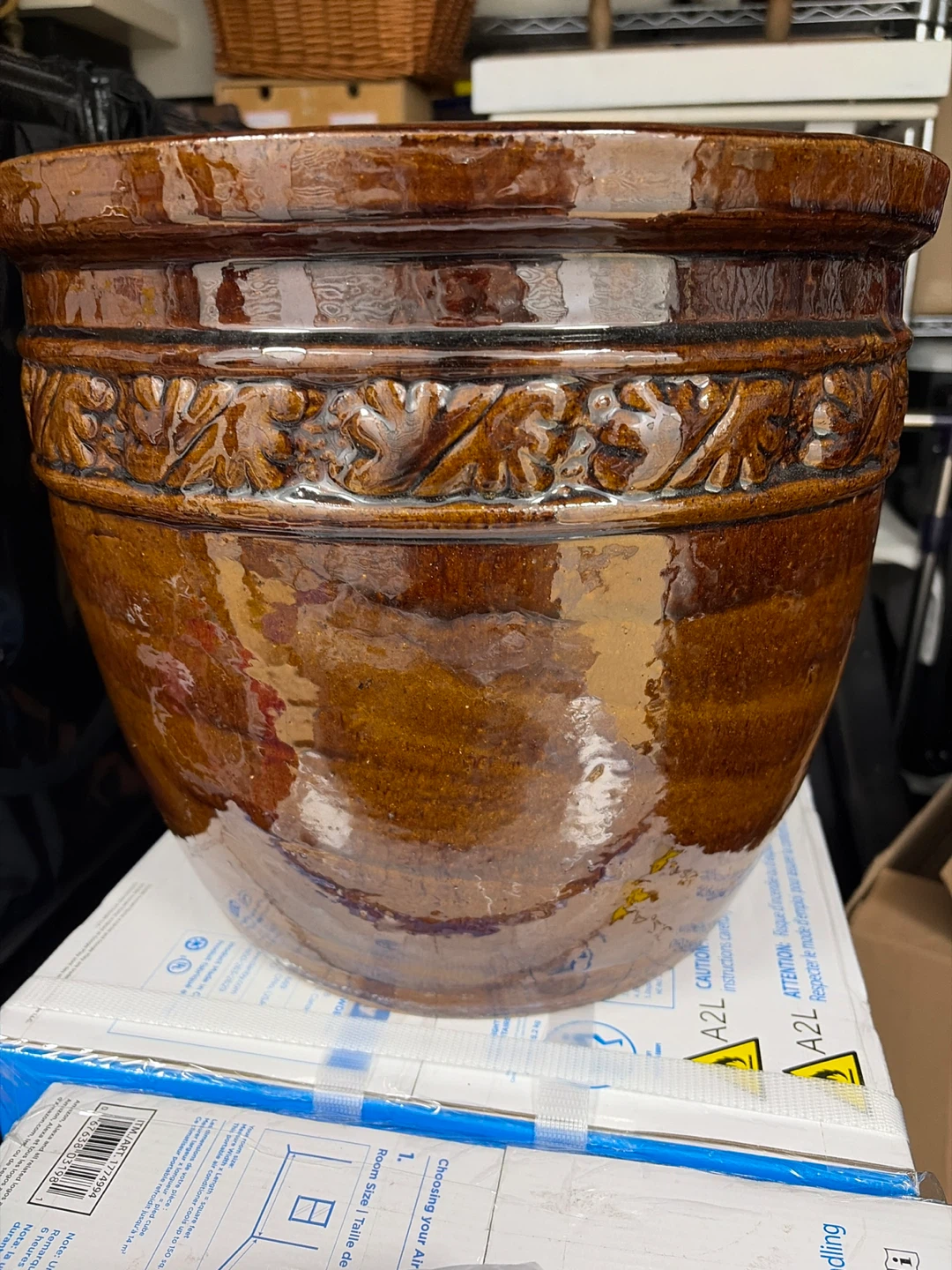 Large Vintage Ceramic Planter Pot with Saucer - photo 2