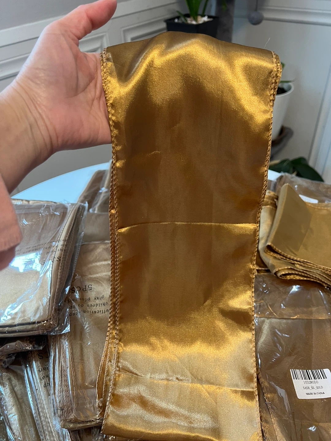 New- Gold Satin Chair sash- 250 pcs.