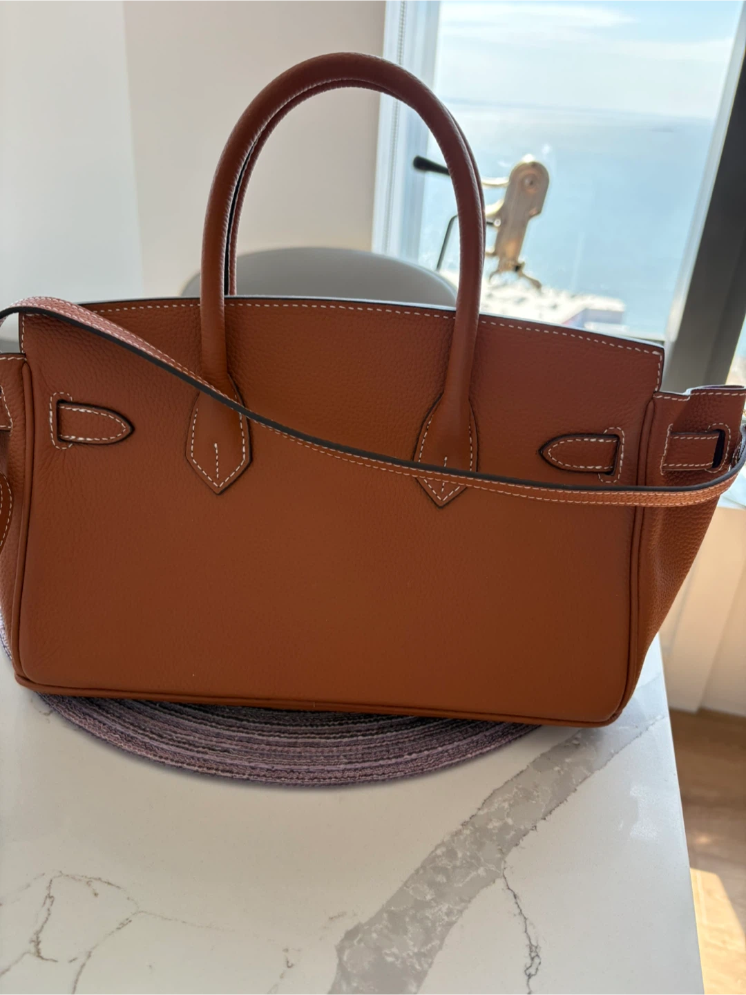 Brown Leather Handbag with Pegasus Charm - photo 3
