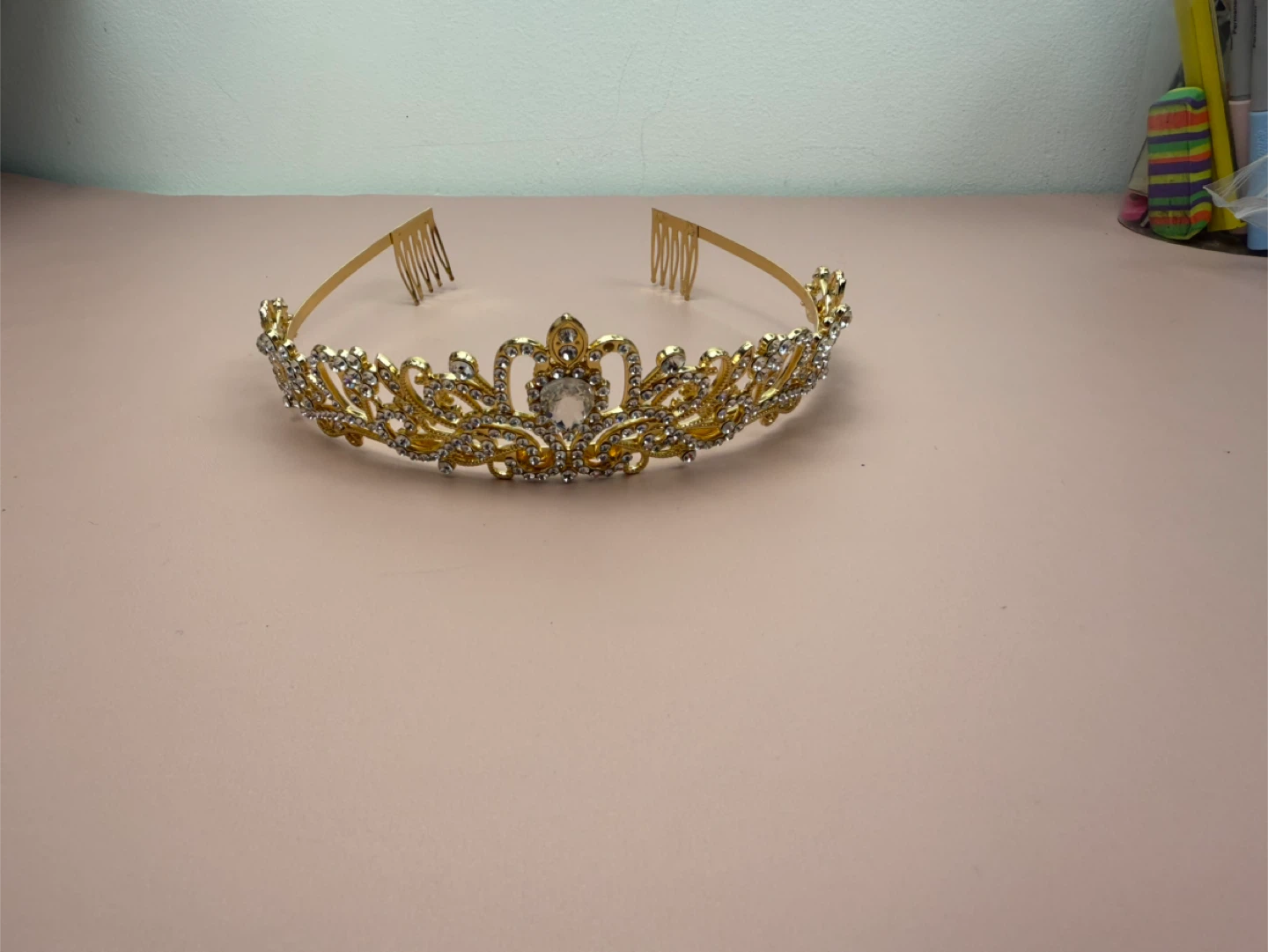 Gold Crystal Tiara Crown 🥕 - photo 3