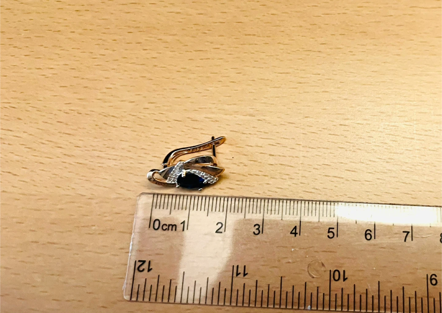 Sapphire inspired zircon Earrings. Gold plated - photo 3