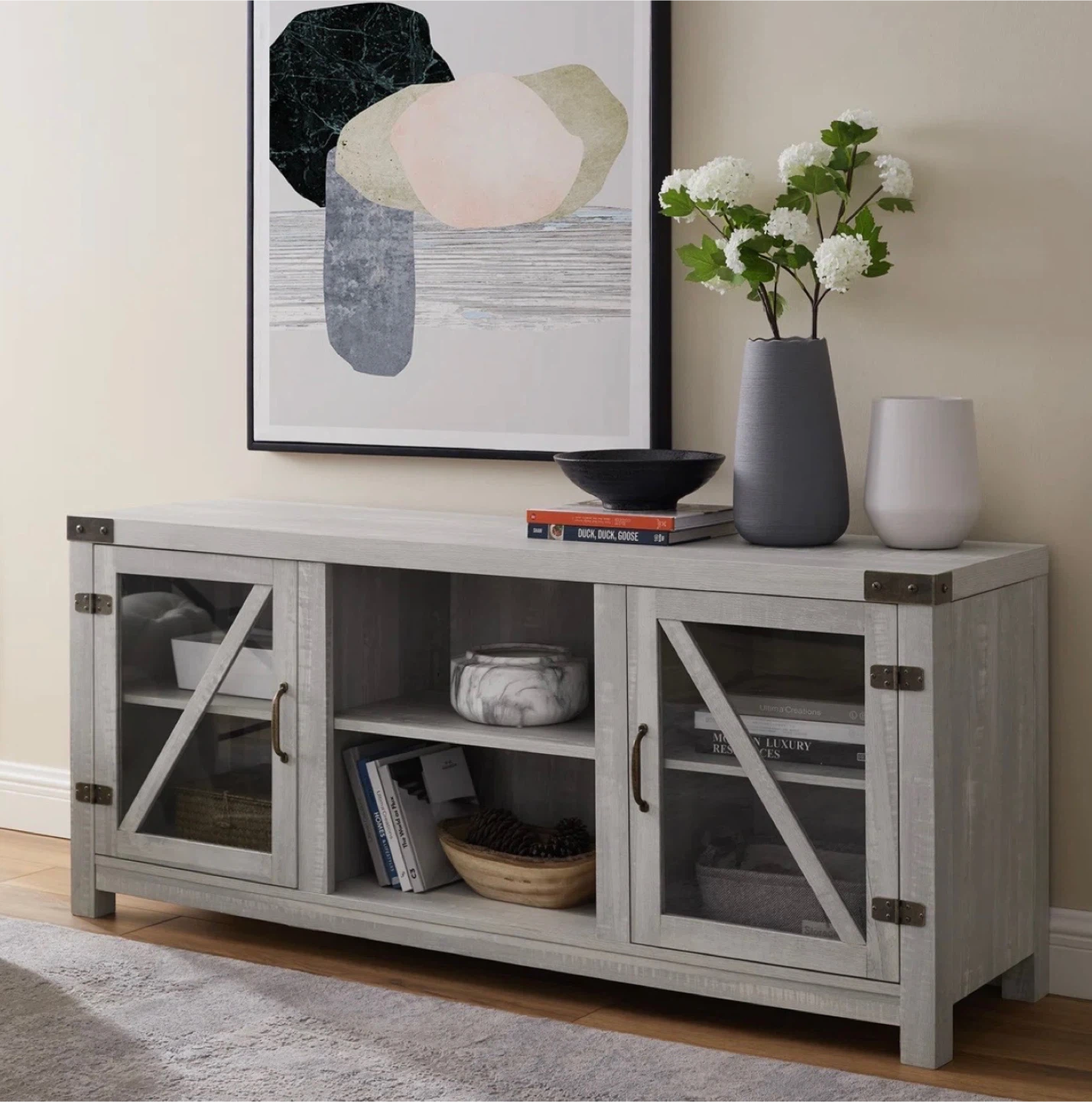 Farmhouse TV Stand - Light grey - photo 3