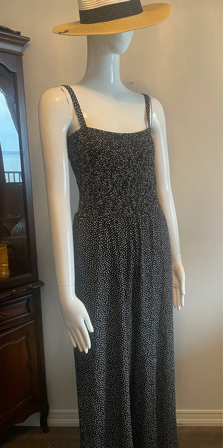 Black and white polka dot maxi dress
