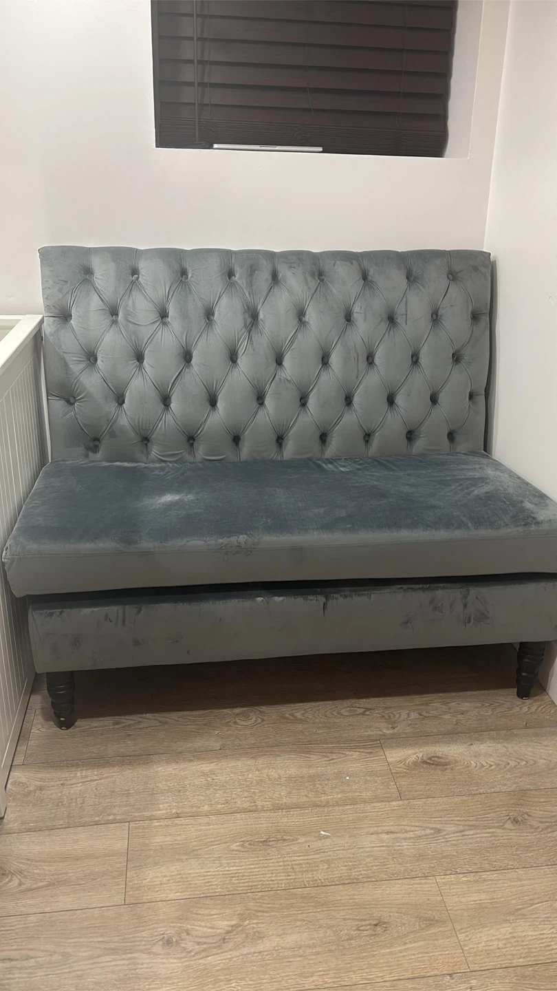 Tufted Velvet Bench Sofa Gray - photo 2