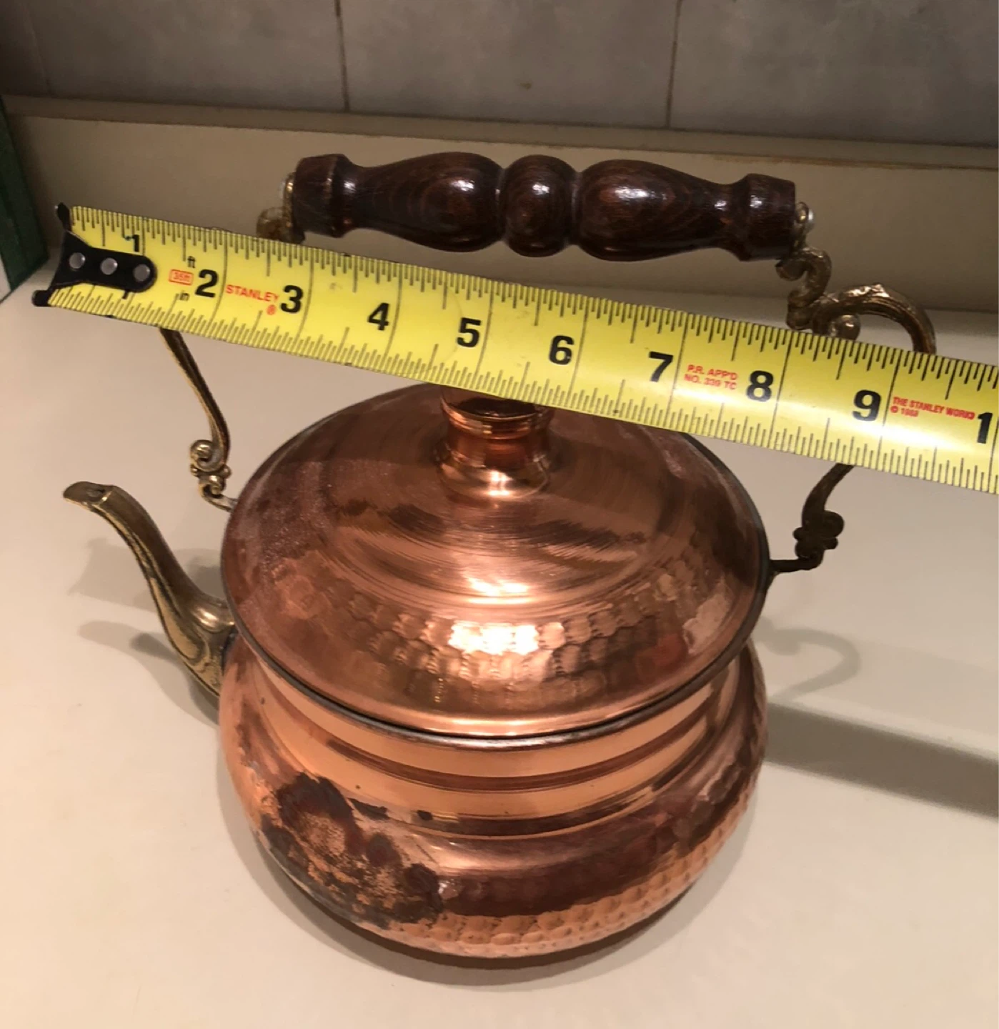 Vintage Hammered Copper Kettle with Wooden Handle - photo 3