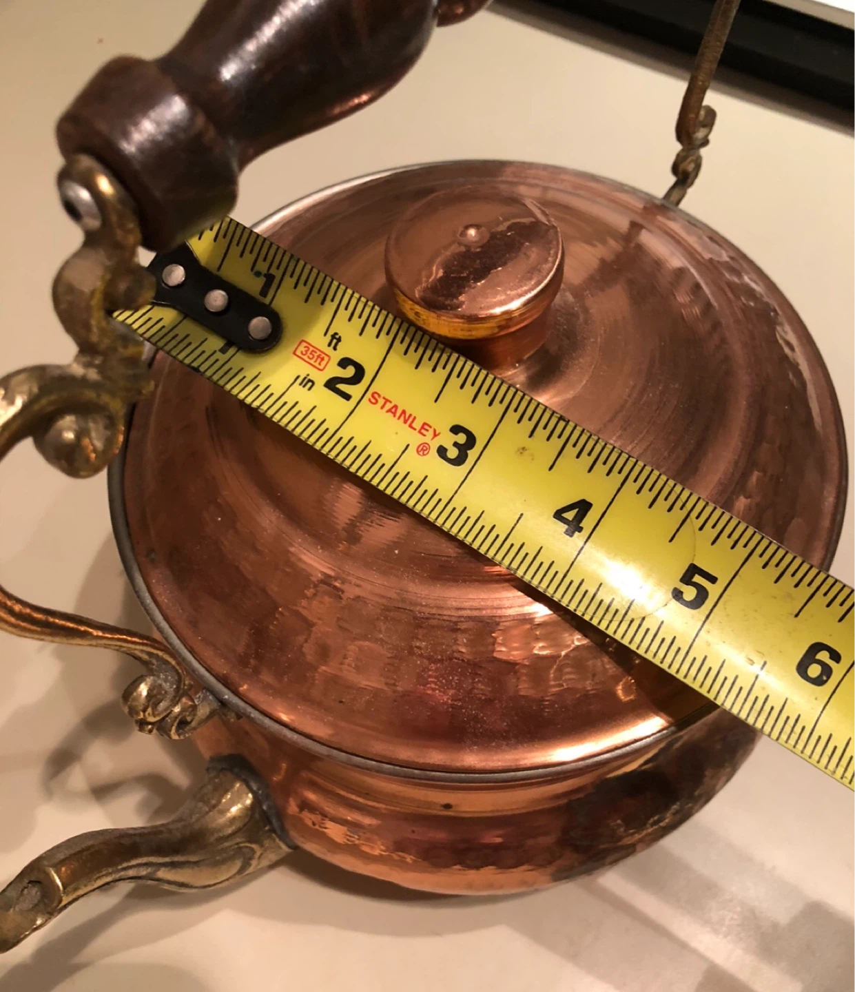 Vintage Hammered Copper Kettle with Wooden Handle - photo 2