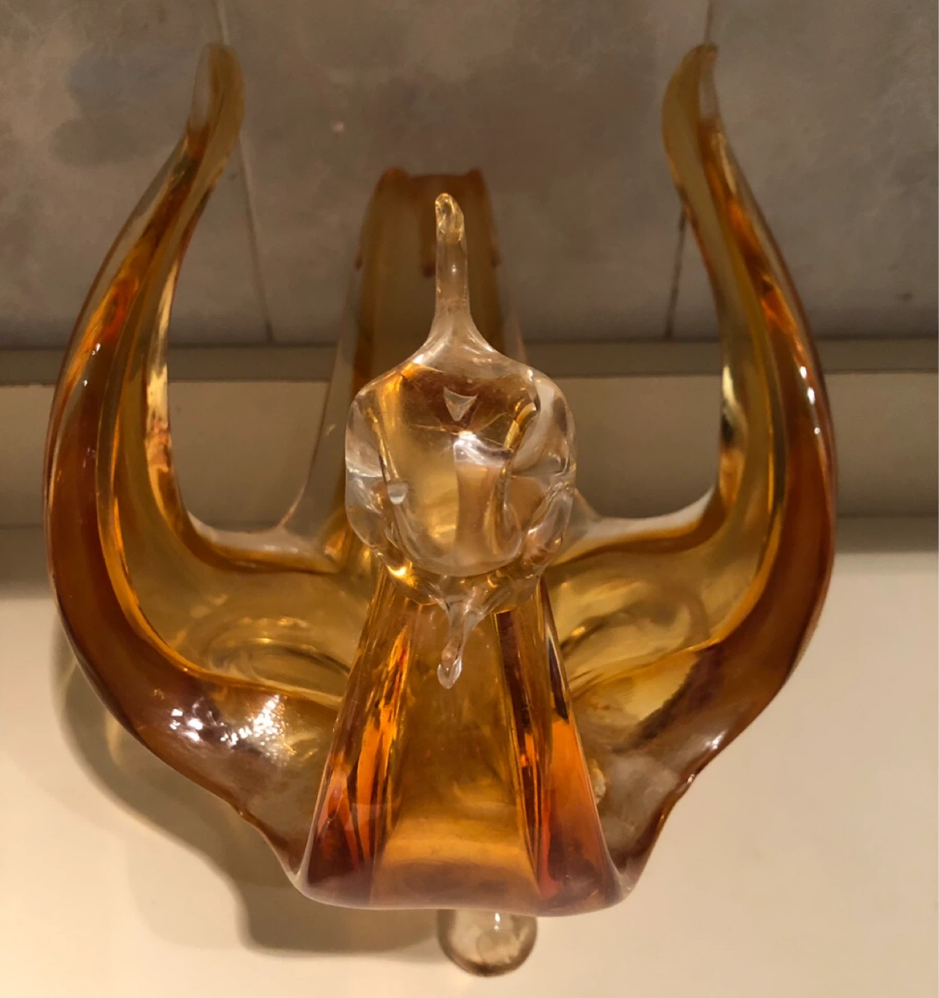 Amber Glass Swan Centerpiece Bowl