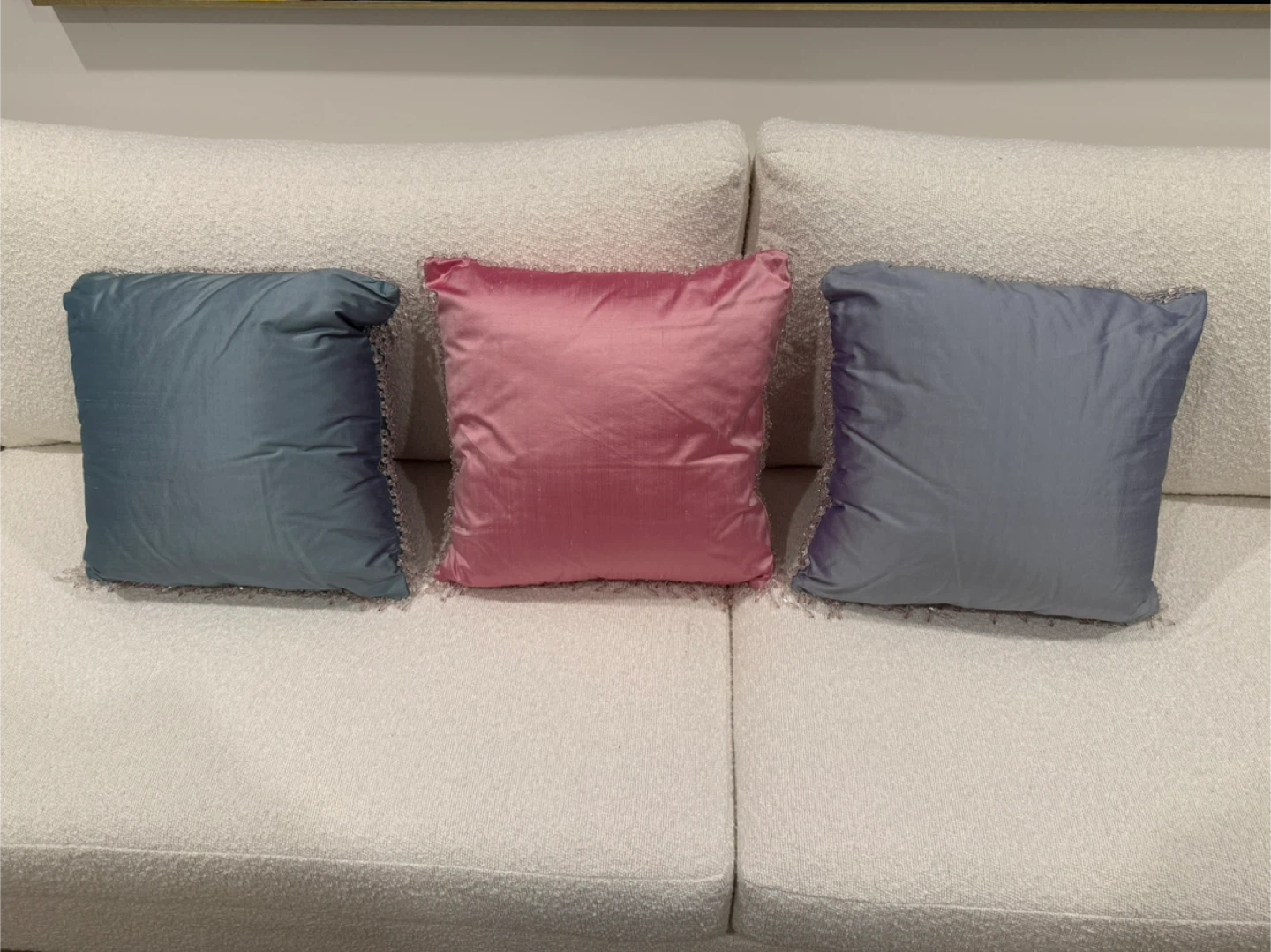 Solid Faux Silk Throw Pillows Decorative - Set of 3 - photo 2