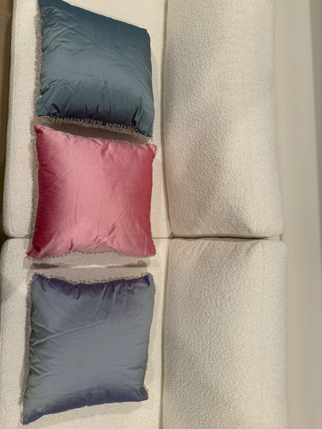 Solid Faux Silk Throw Pillows Decorative - Set of 3 - photo 3