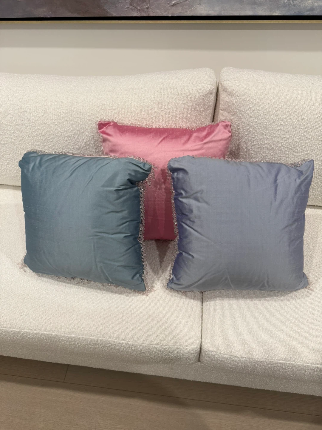 Solid Faux Silk Throw Pillows Decorative - Set of 3