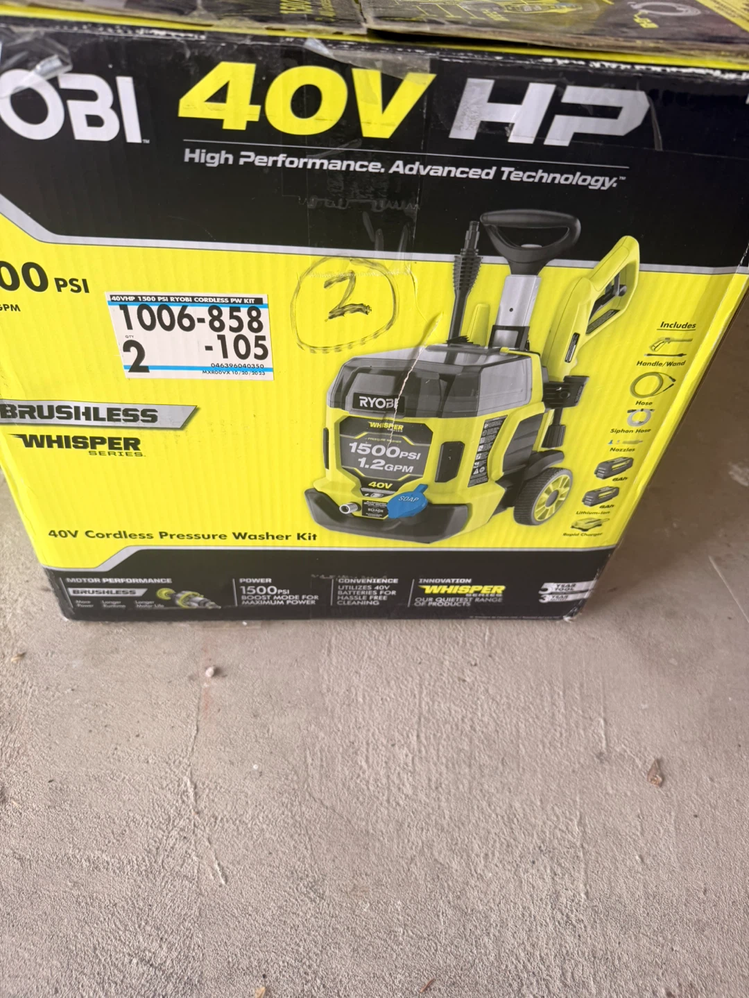 Ryobi 40V HP 1500 PSI 1.2 GPM - photo 2
