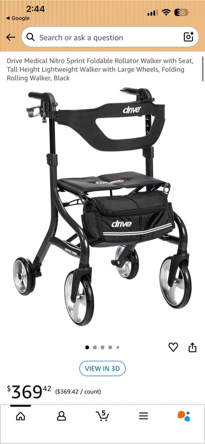 Drive Medical Nitro Sprint Foldable Rollator Walker - Black - photo 5