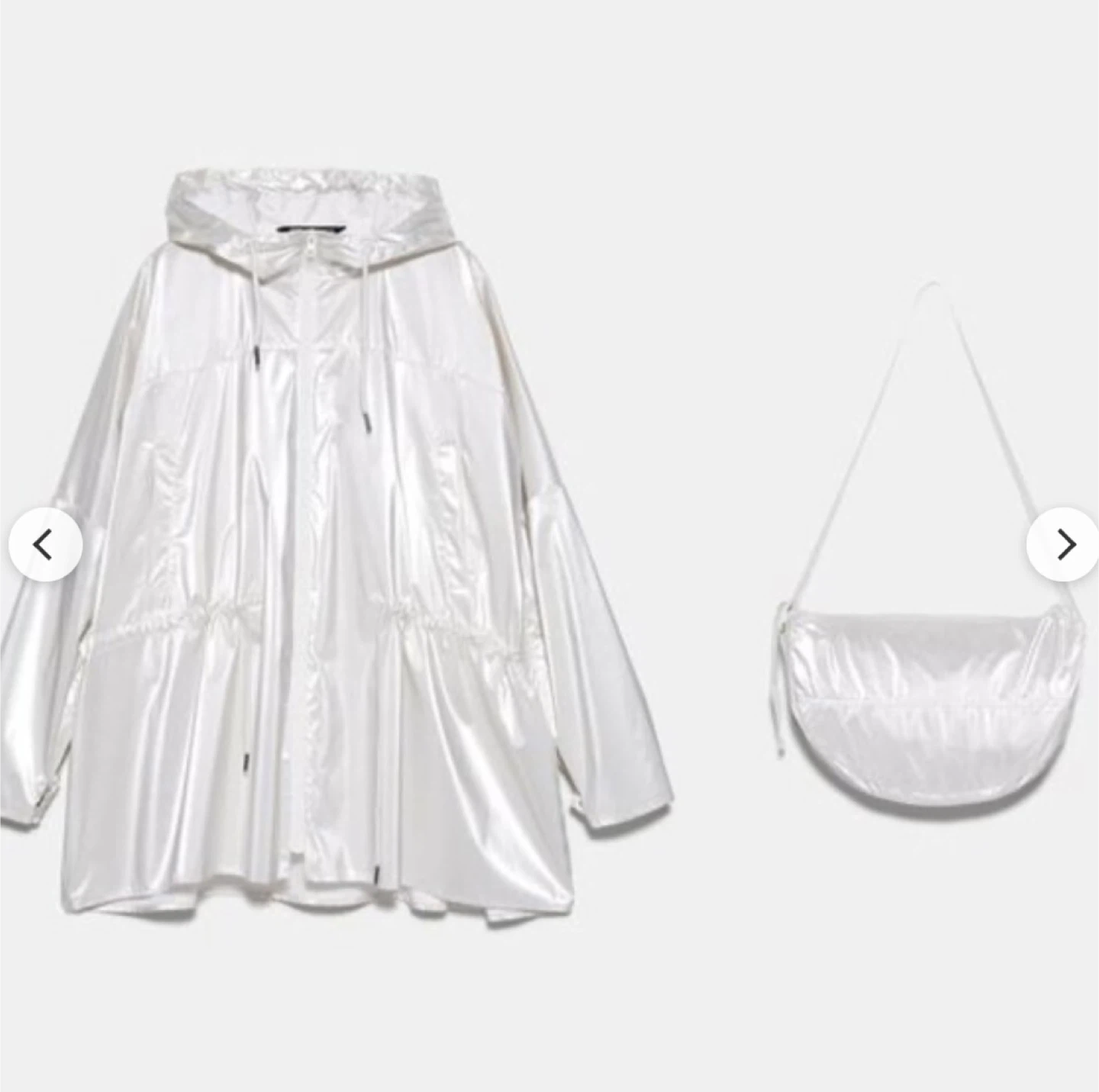 Zara Shiny White Hooded raincoat - foldable - photo 4