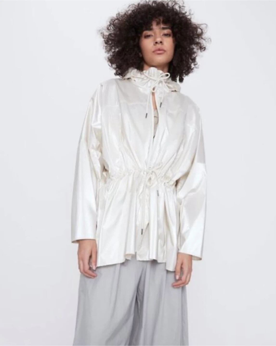 Zara Shiny White Hooded raincoat - foldable - photo 5