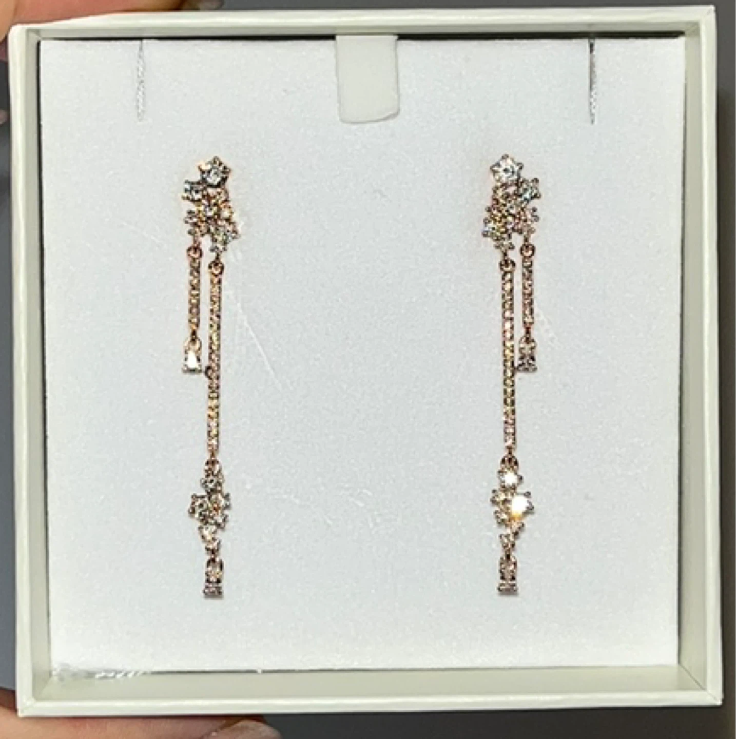 Atelier Swarovski Rose Gold Tone Drop Earrings - photo 2
