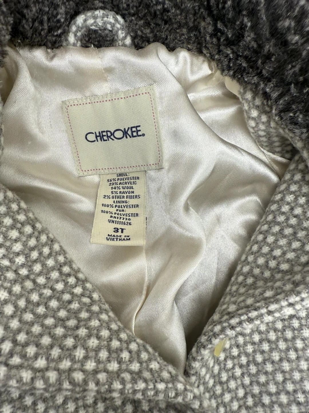 Cherokee Grey & White Patterned Toddler Coat Size 3T - photo 2
