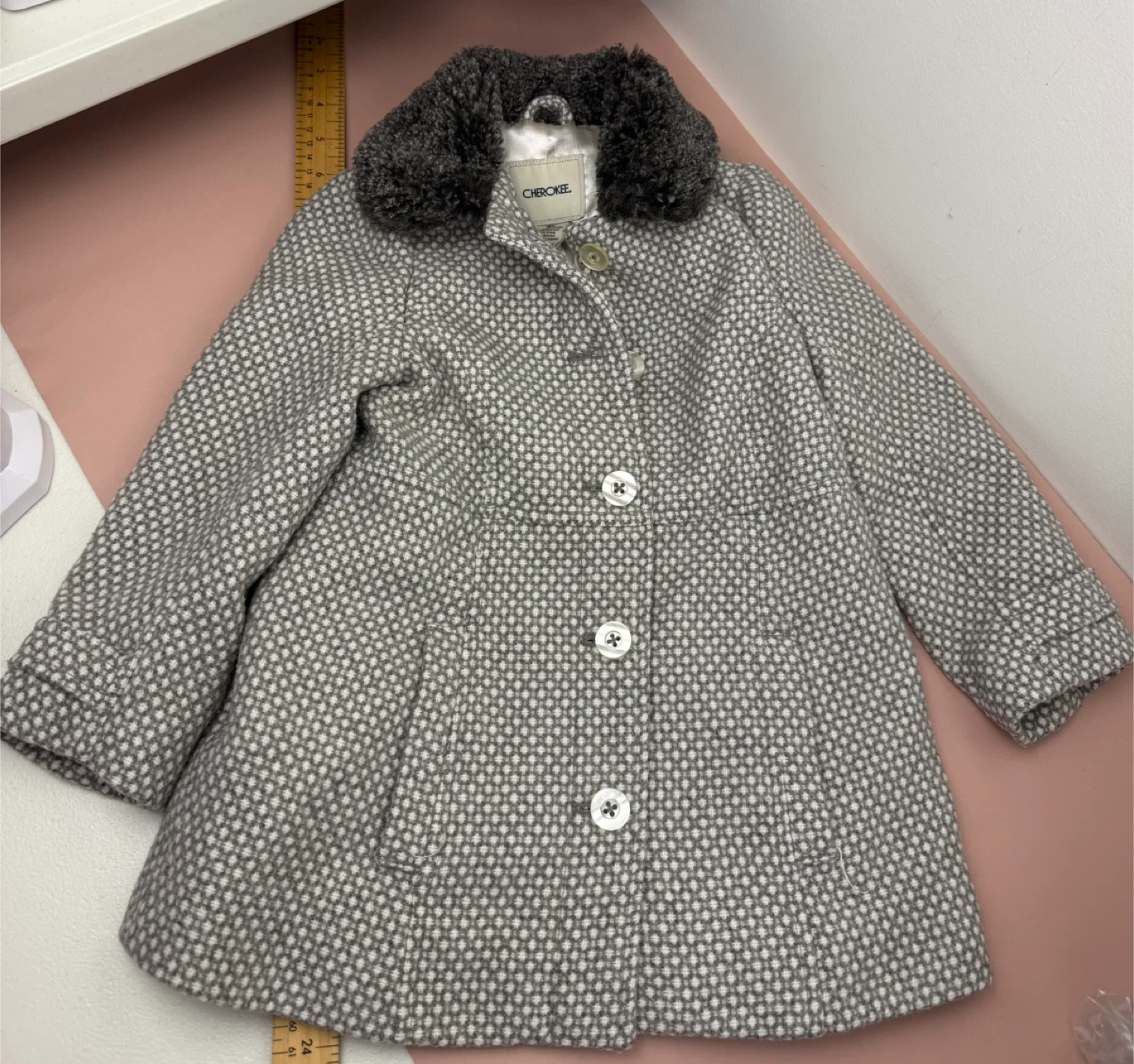 Cherokee Grey & White Patterned Toddler Coat Size 3T