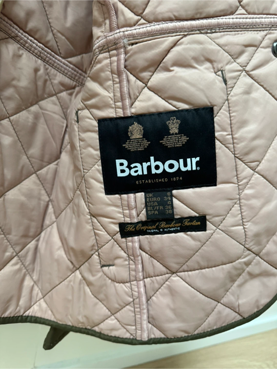Barbour Quilted Jacket - Olive Green, Size XS - photo 5