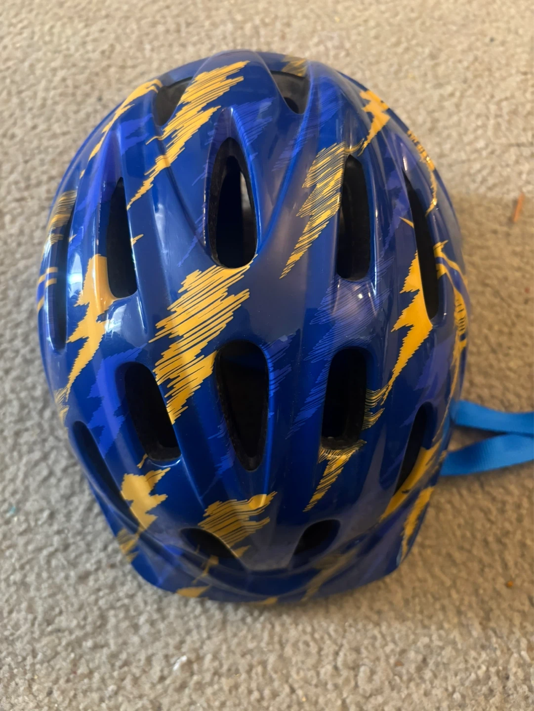 Blue & Yellow Lightning Kids Bike Helmet