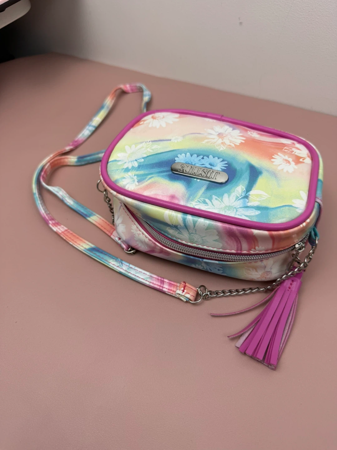 Justice Rainbow Floral Crossbody Bag with Tassel - photo 3