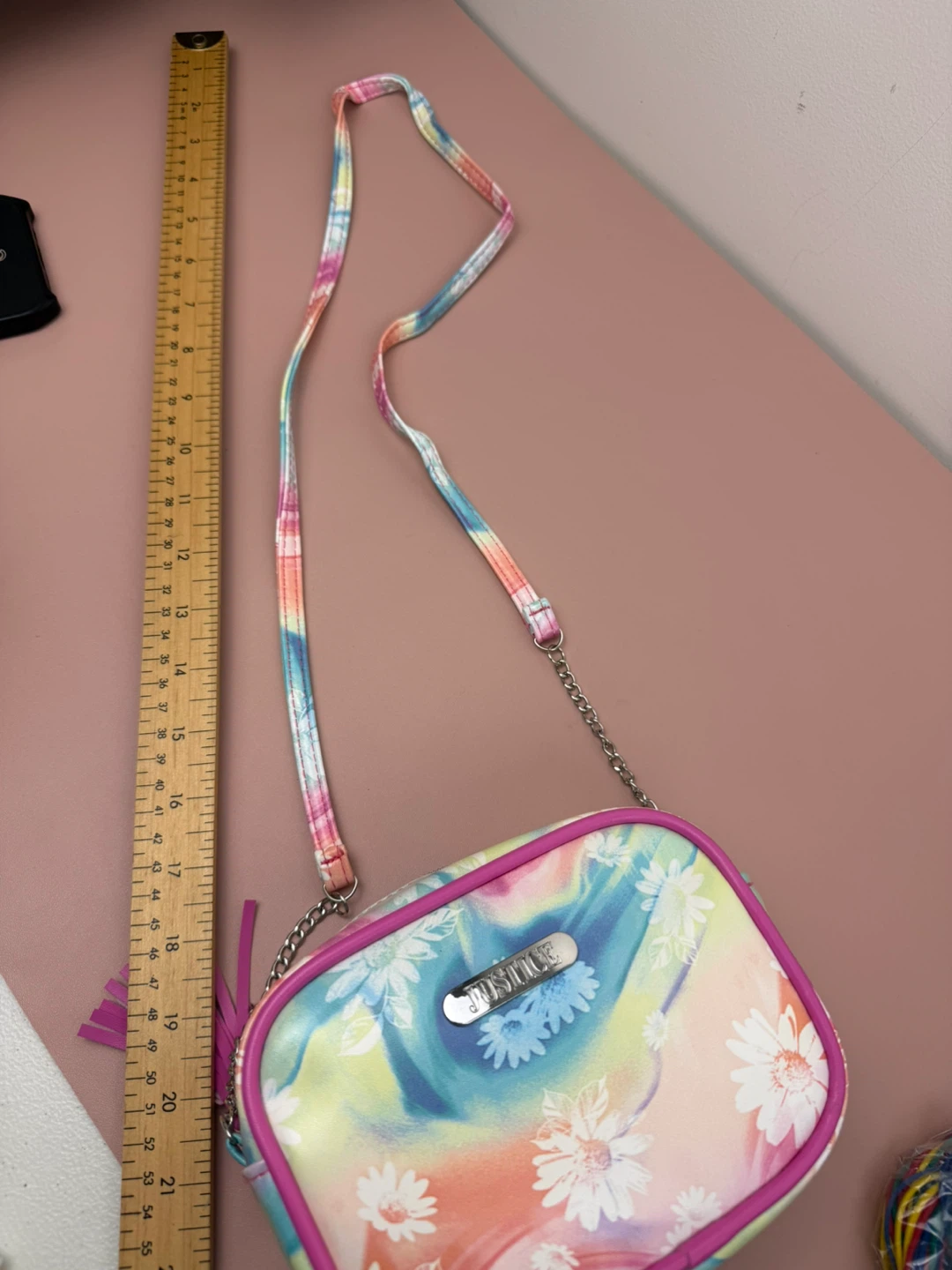 Justice Rainbow Floral Crossbody Bag with Tassel - photo 4