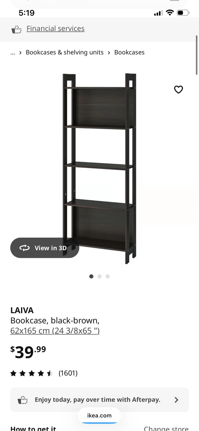 🥕LAIVA Bookcase, black-brown, 62x165 cm