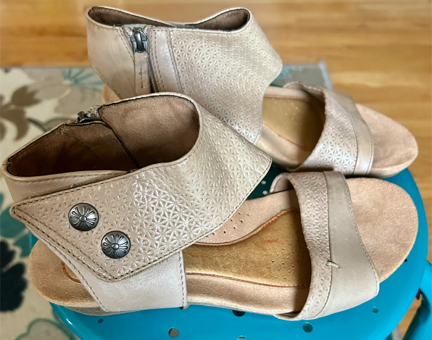 Beige Wedge Sandals