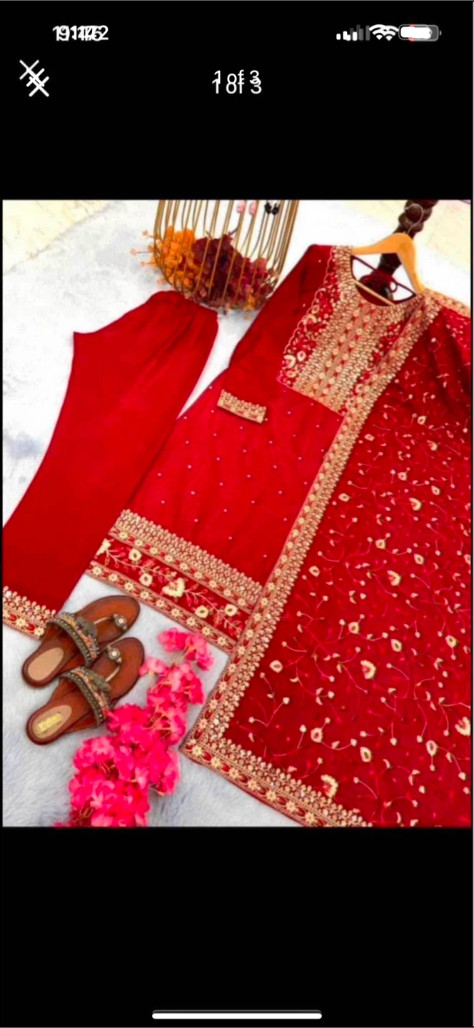Red Embroidered Salwar Kameez Set