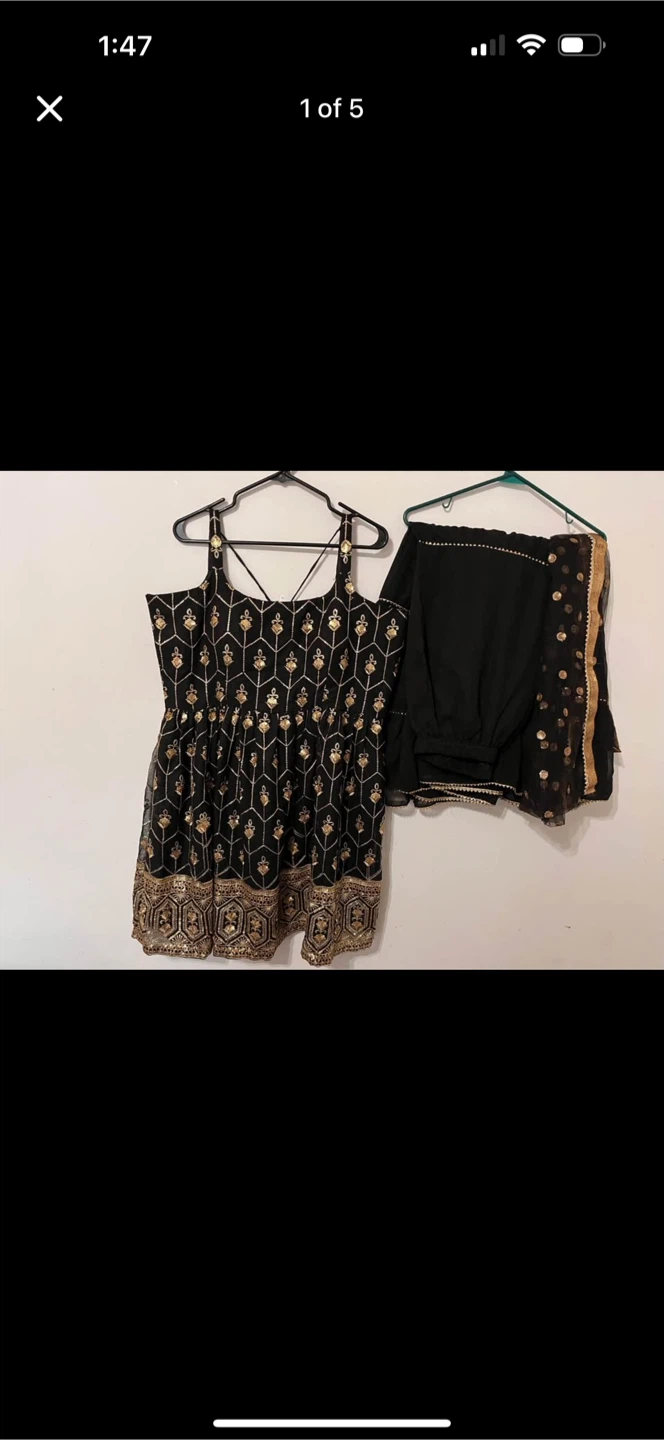 Black & Gold Embroidered Sharara suit - photo 2