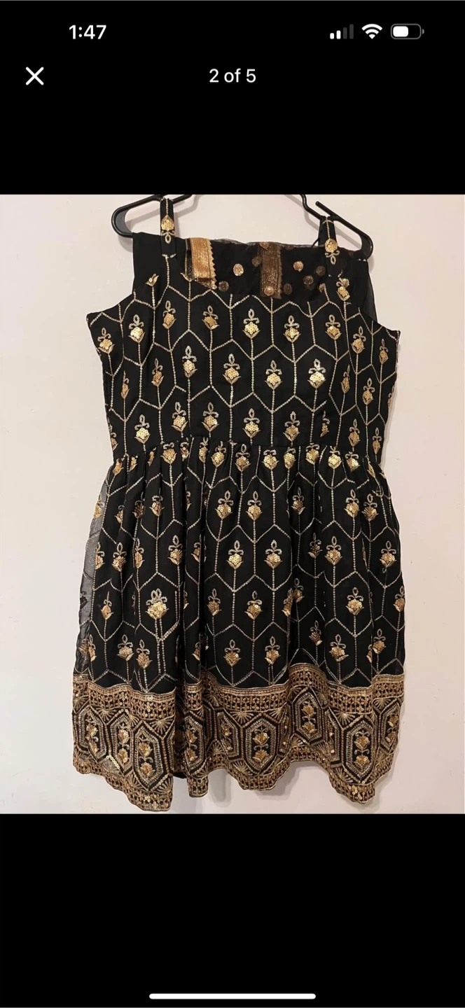 Black & Gold Embroidered Sharara suit