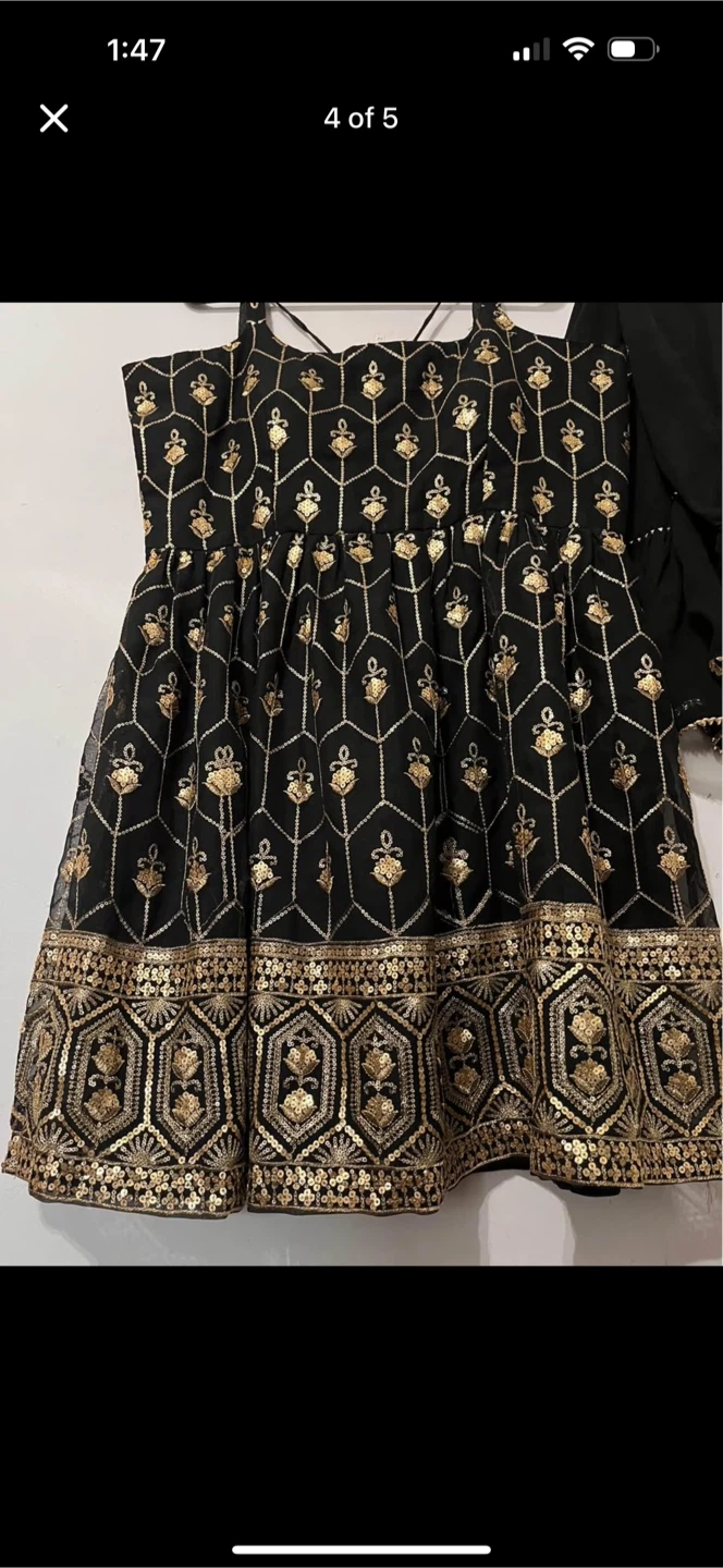 Black & Gold Embroidered Sharara suit - photo 3