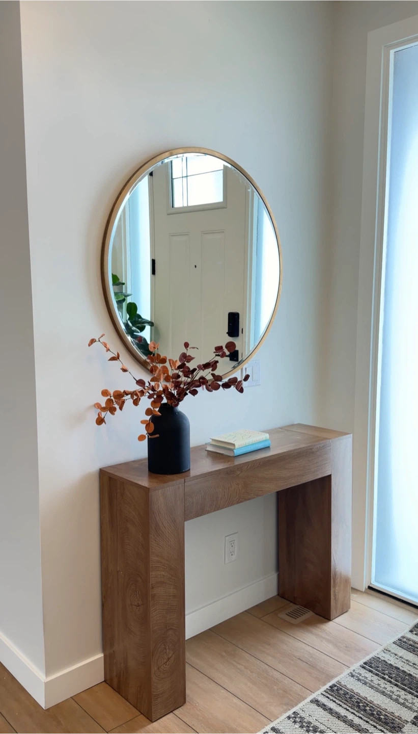 Waterfall Console Table - Light Oak Finish