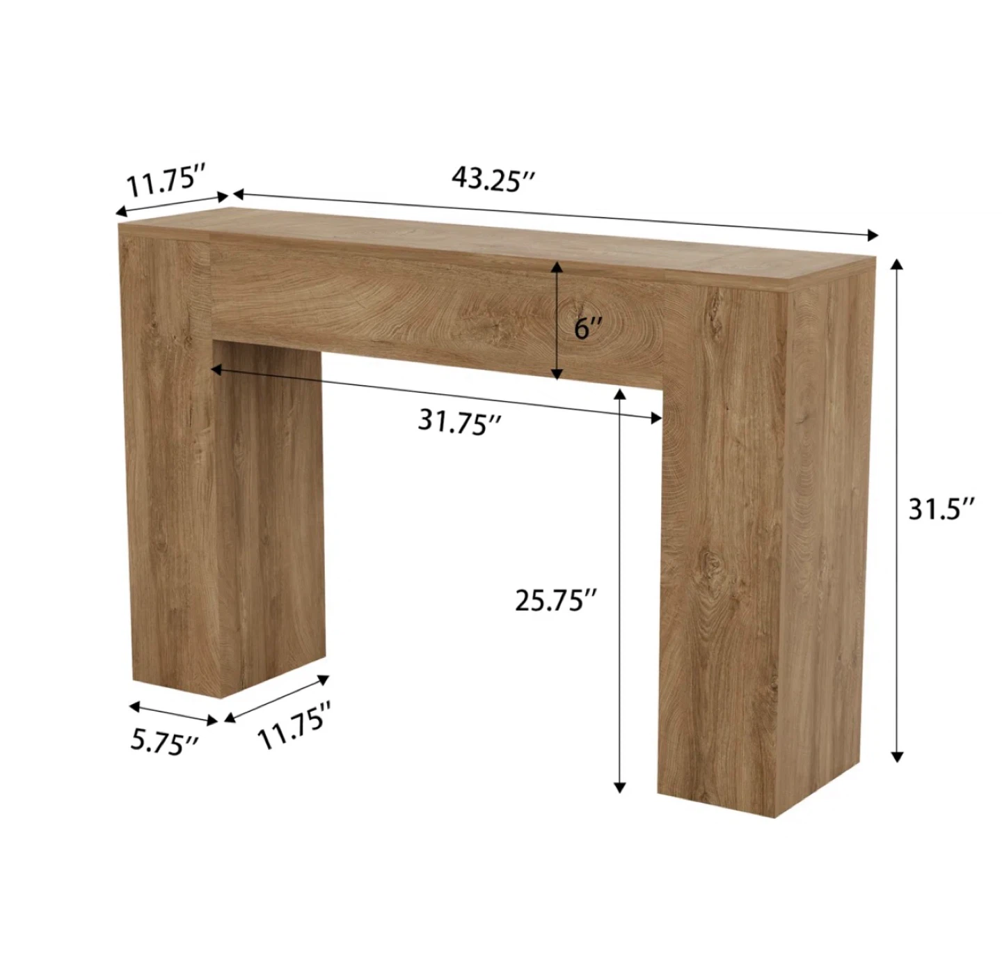 Waterfall Console Table - Light Oak Finish - photo 4