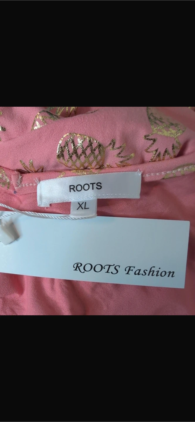NEW! ROOTS Pink & Gold Pineapple Maxi Dress – Size XL (NWT) - photo 5
