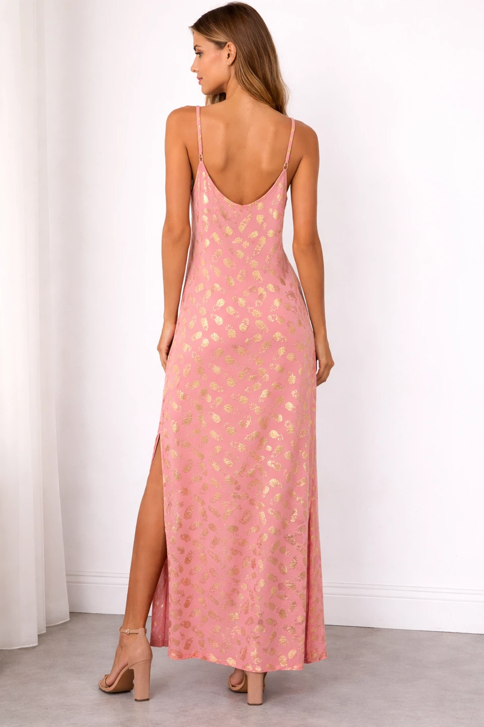 NEW! ROOTS Pink & Gold Pineapple Maxi Dress – Size XL (NWT) - photo 2