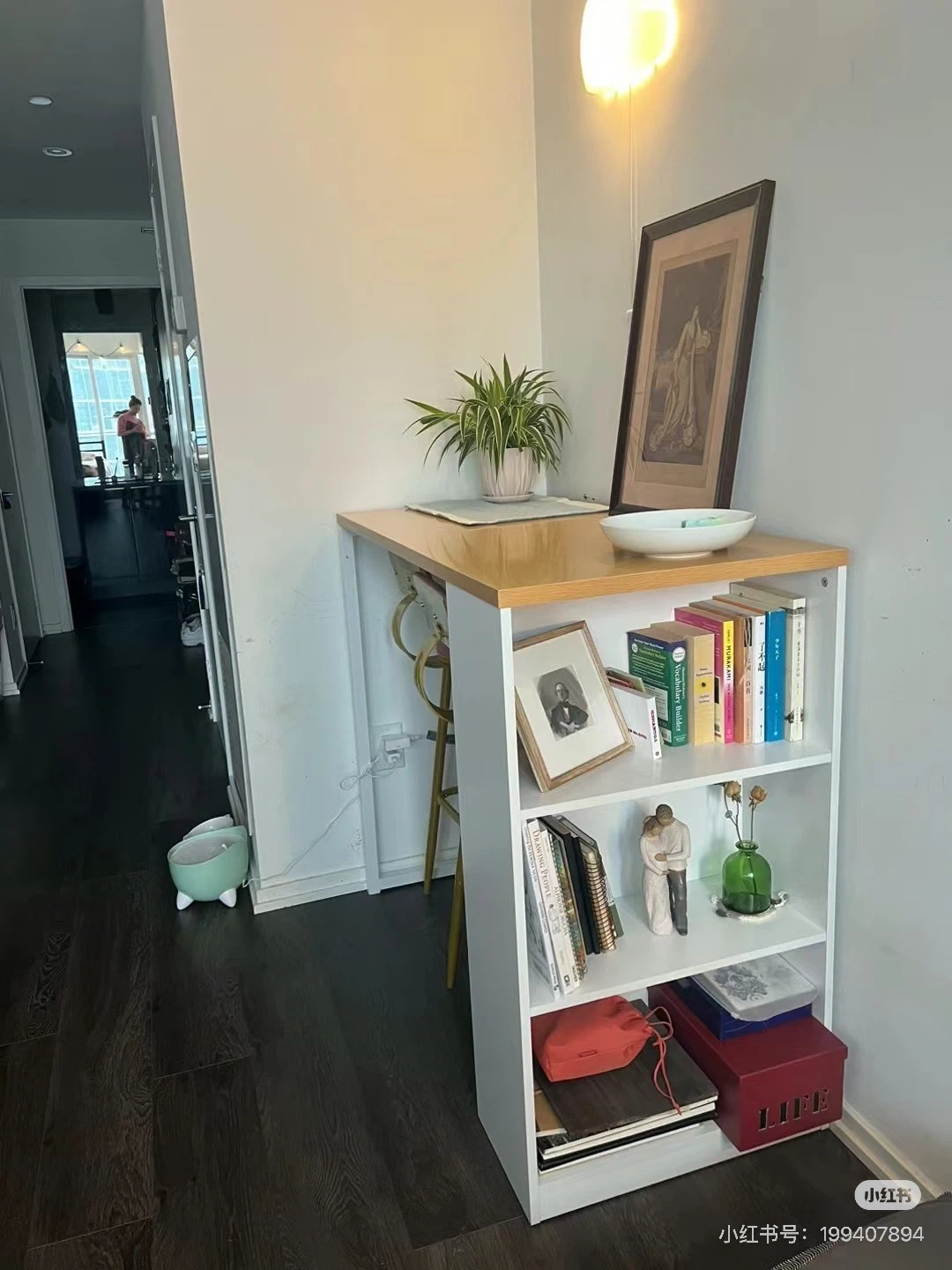 HOMCOM Bar Table with 3-Tier Storage Shelf