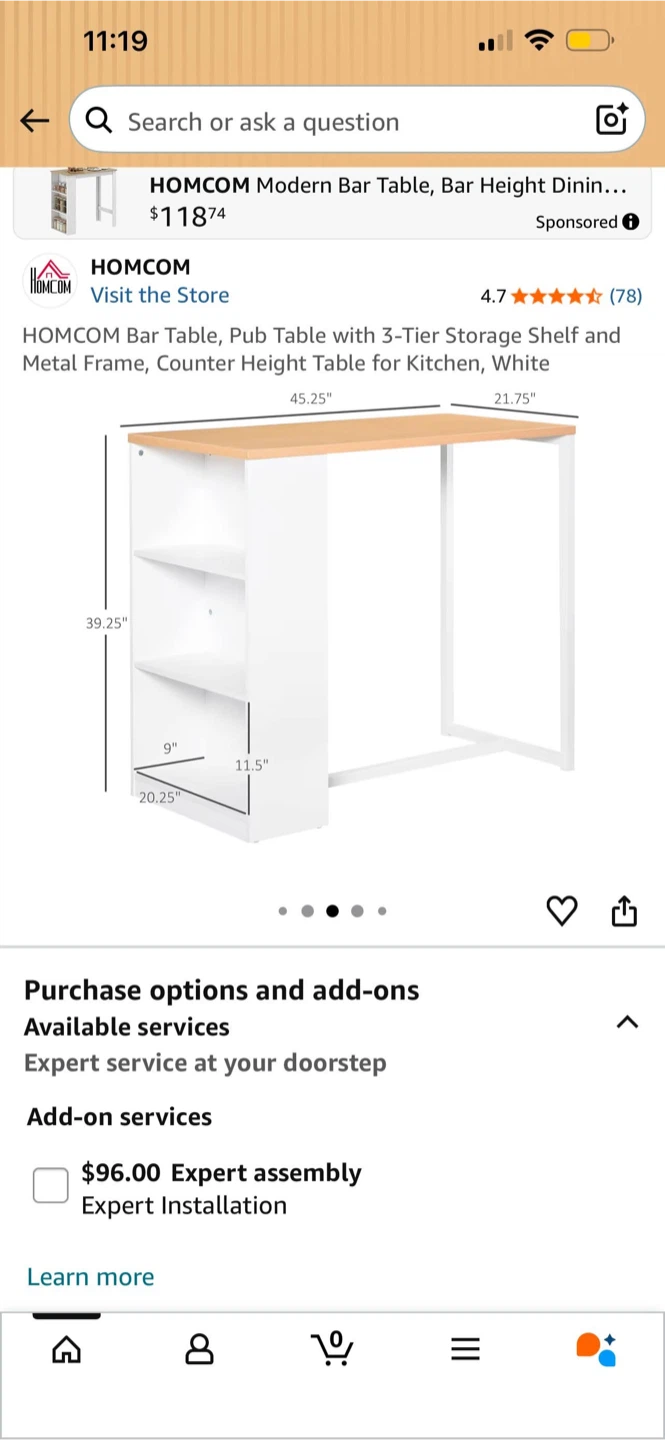 HOMCOM Bar Table with 3-Tier Storage Shelf - photo 5