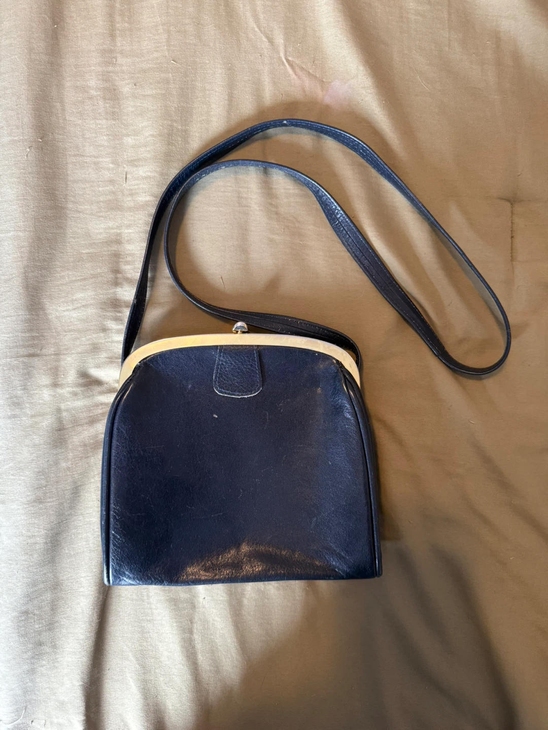 Navy Blue/Black Leather Purse