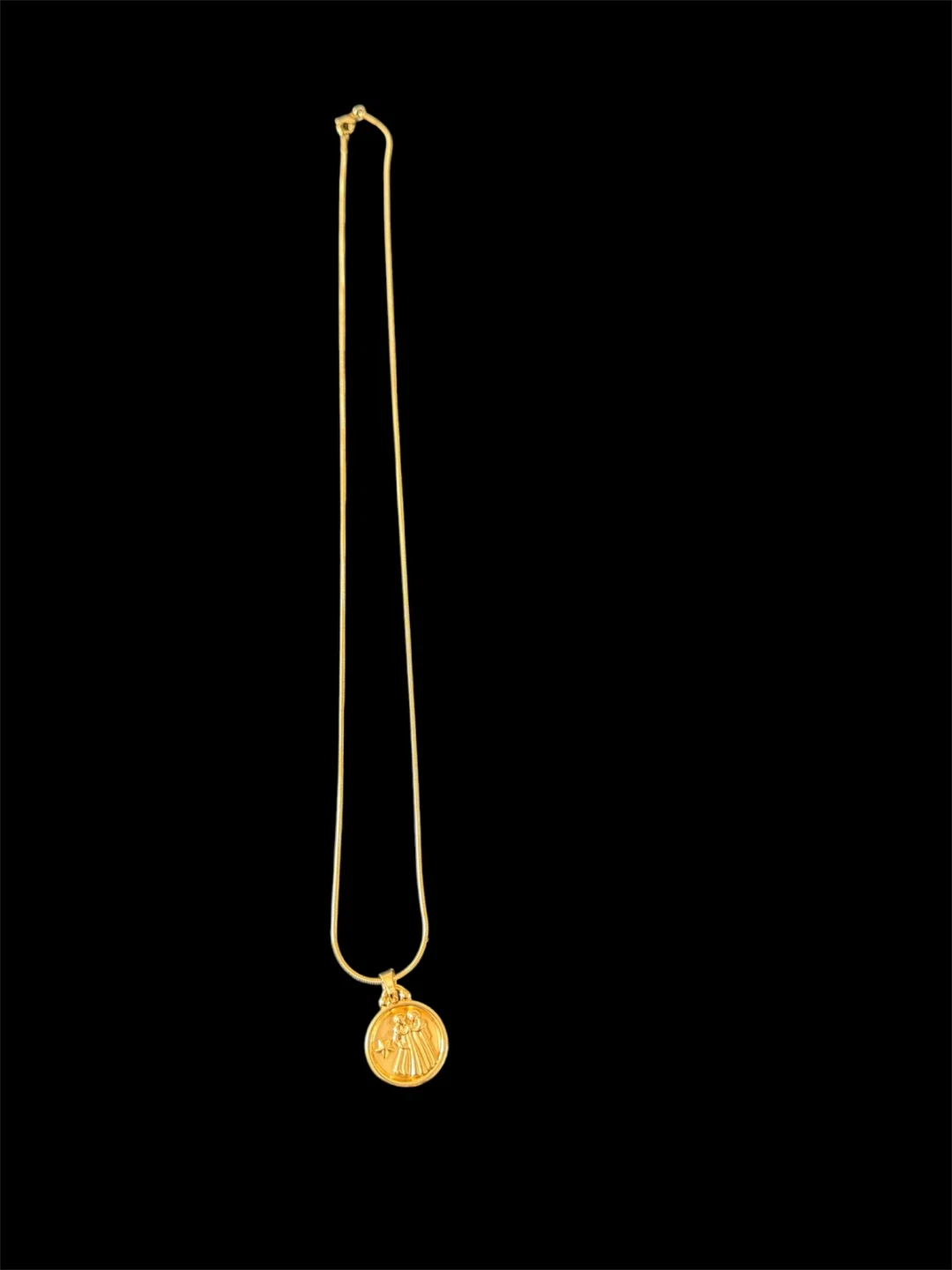 Gold Tone Gemini Zodiac Pendant Necklace - photo 3