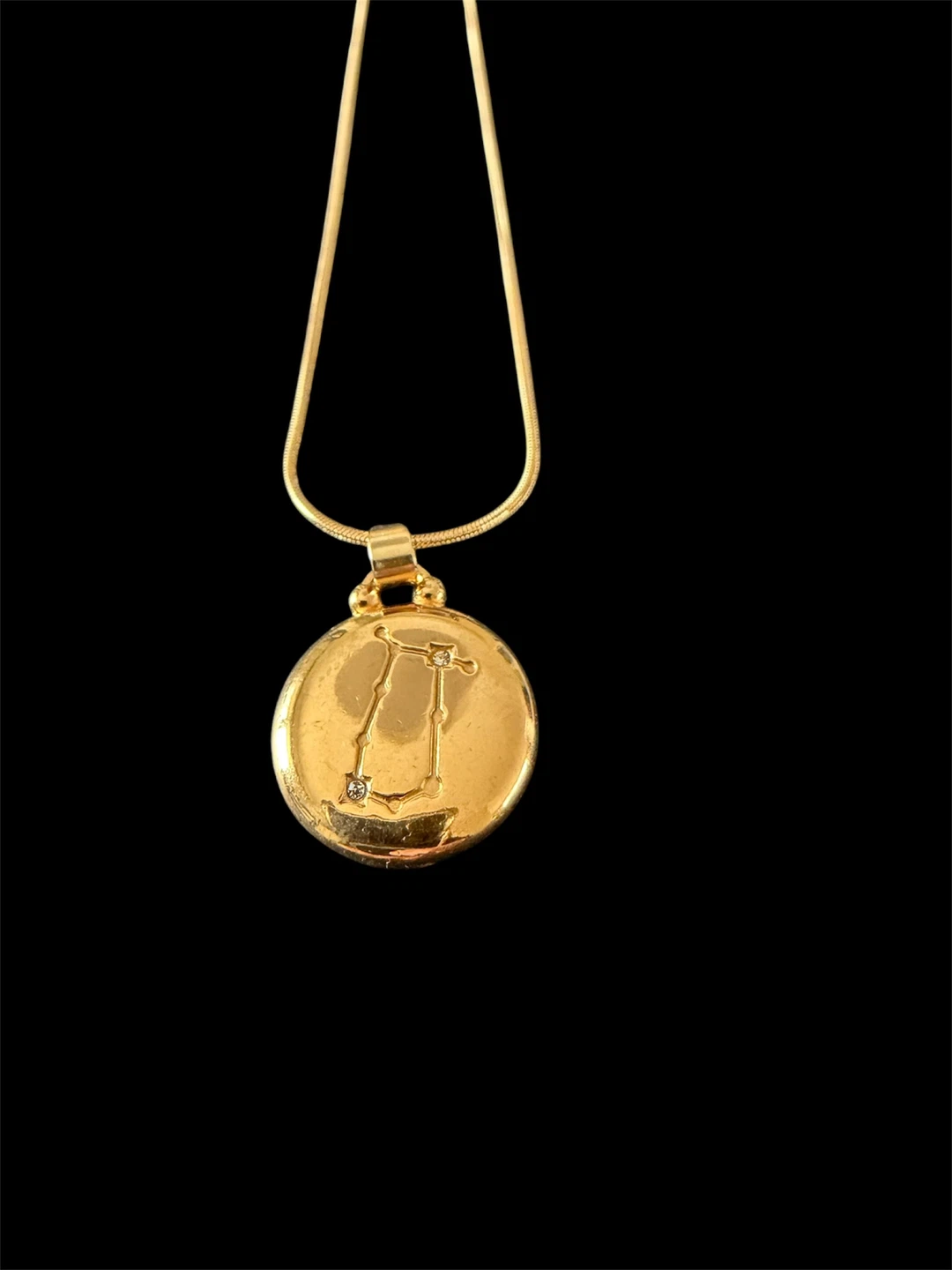 Gold Tone Gemini Zodiac Pendant Necklace - photo 2