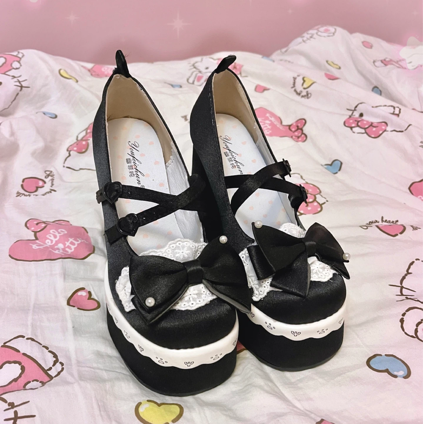 Cute Black & White Lolita platforms
