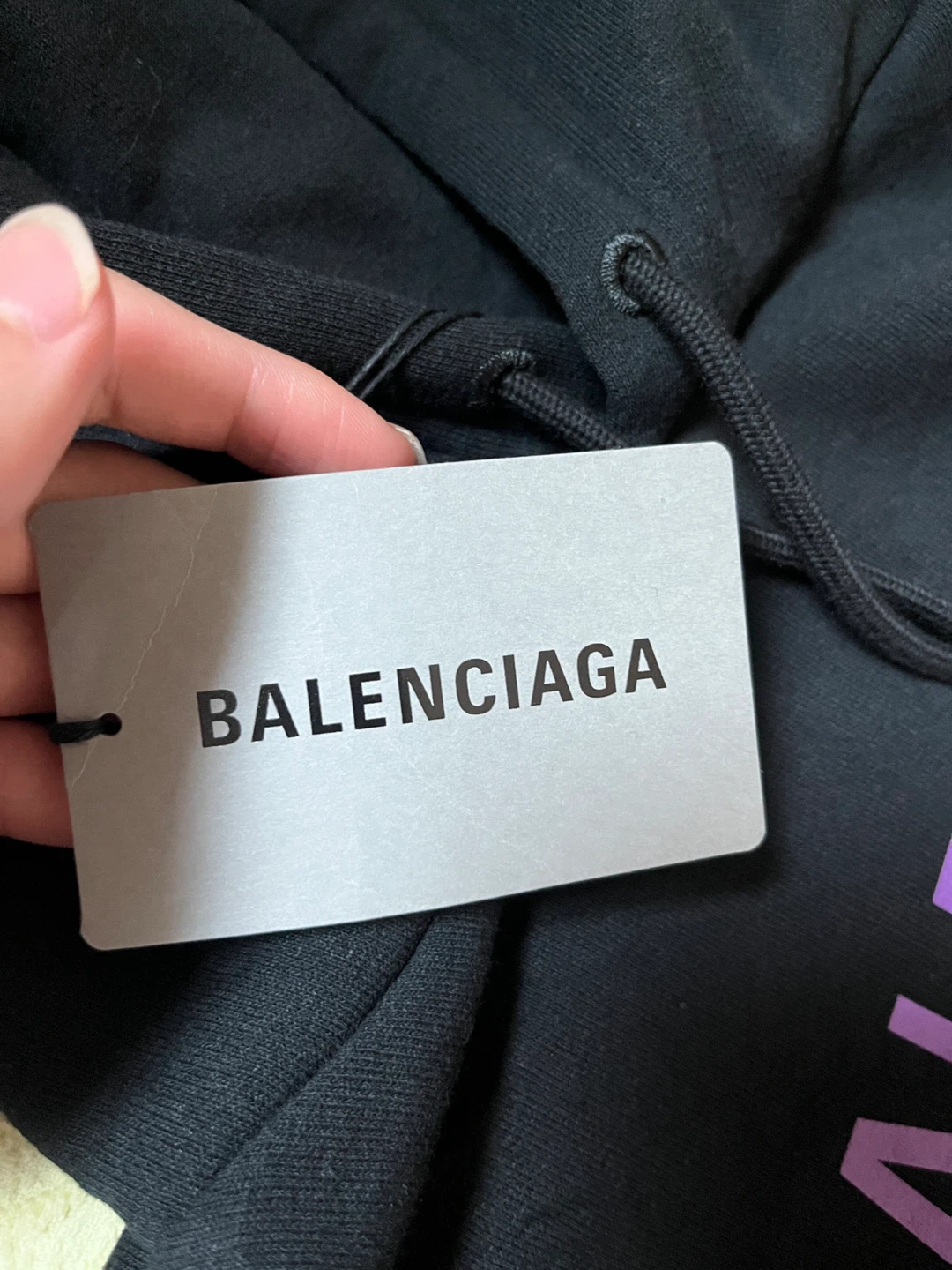 Balenciaga Black languages Logo Hoodie Size M - photo 2