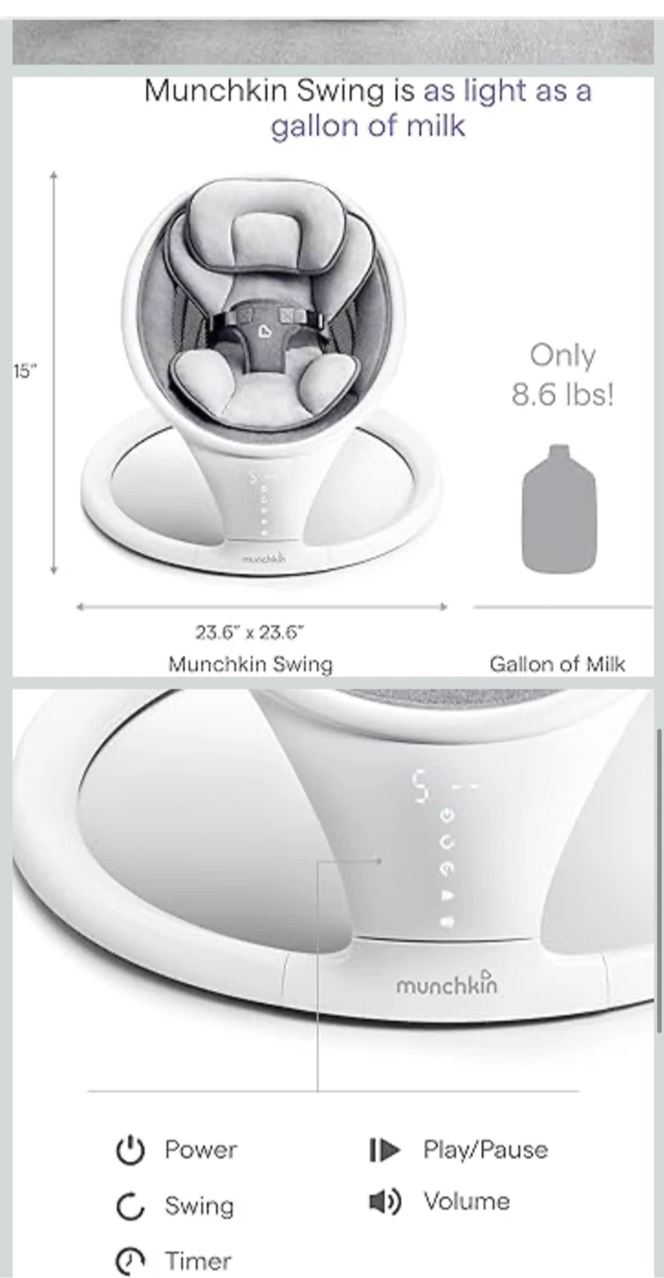 Munchkin Swing - Lightweight & Compact Baby Rocker