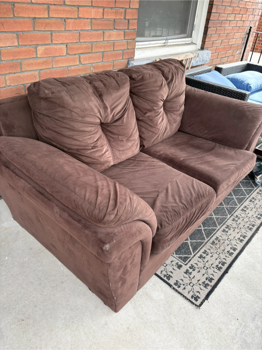Free! Brown Fabric Loveseat Sofa