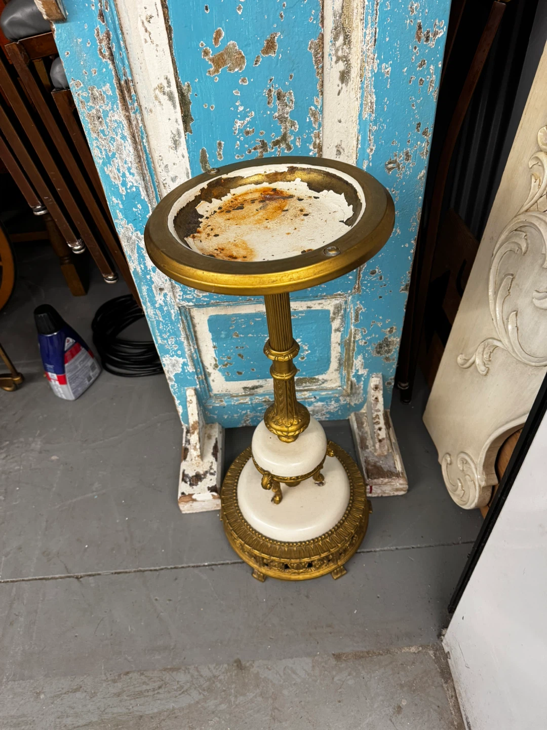 Antique Gold and Marble Pedestal Stand - photo 2