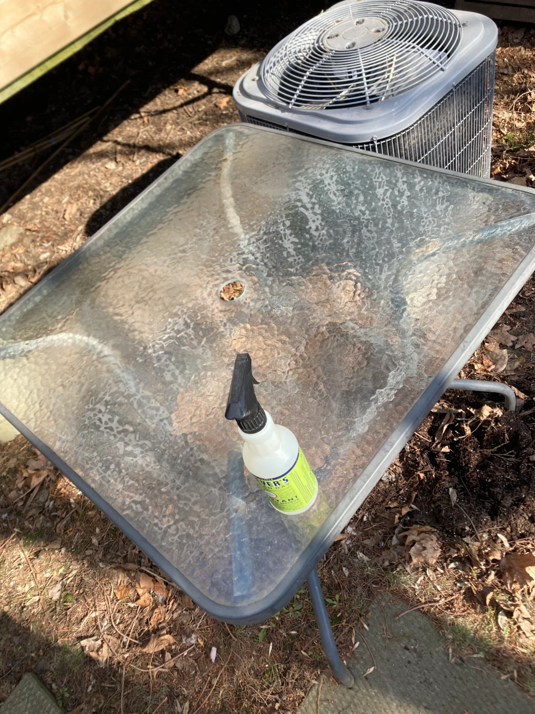 Glass Top Patio Table with Metal Frame